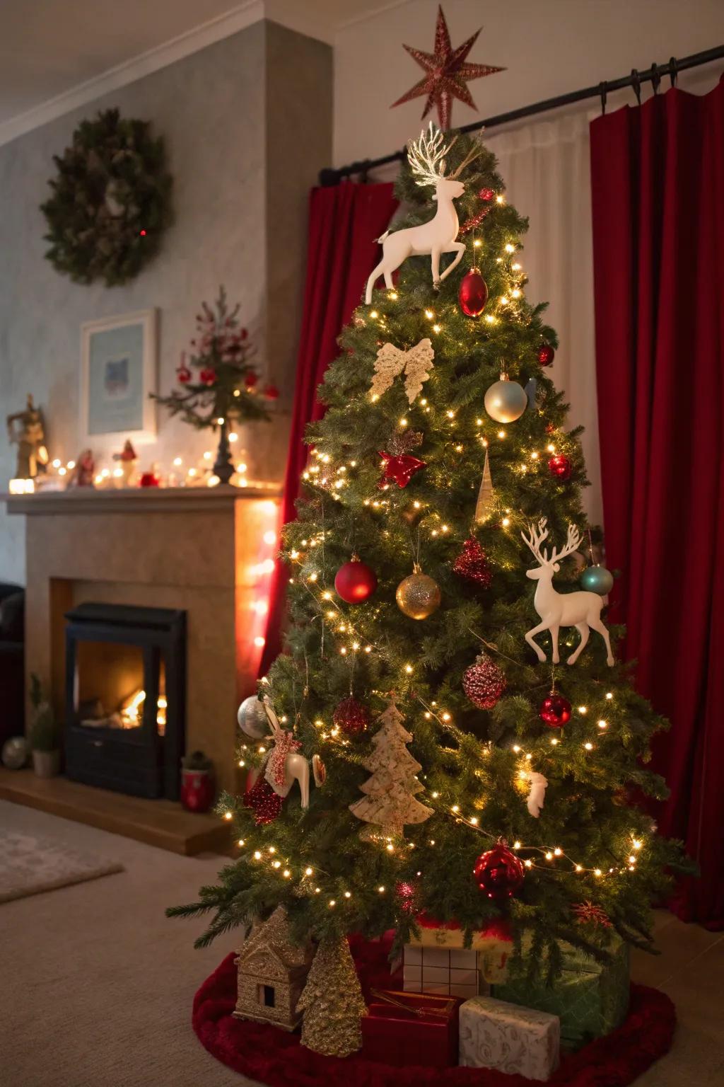 A magical enchanted woodland-themed Christmas tree.