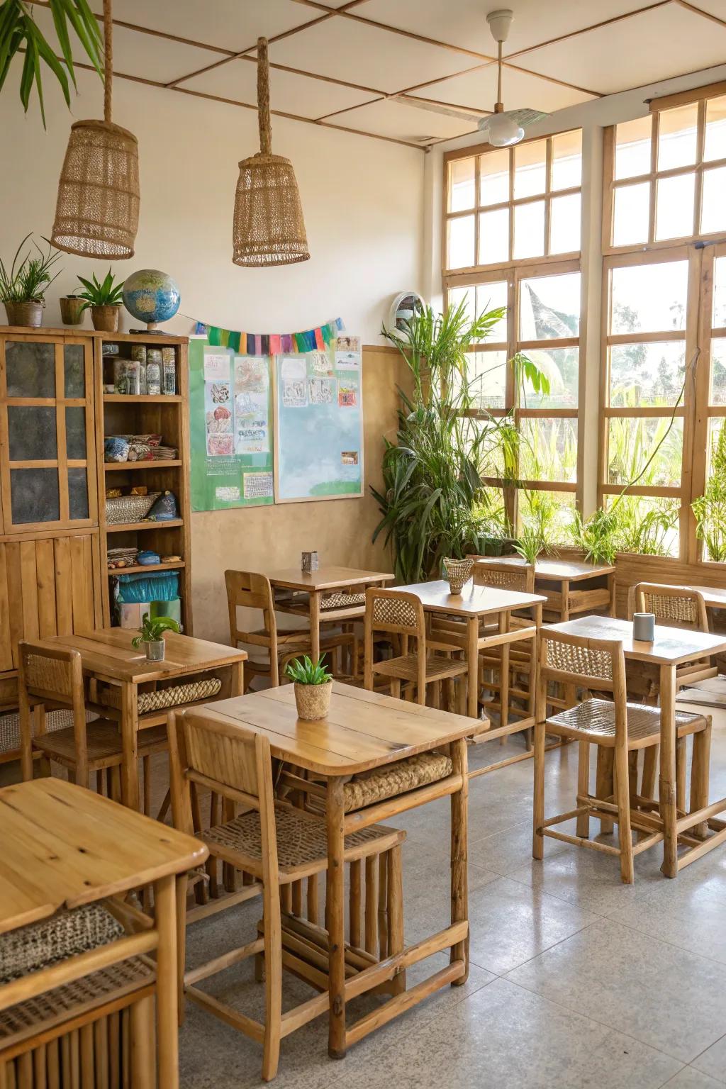 Eco-conscious resources add natural elegance to classrooms.