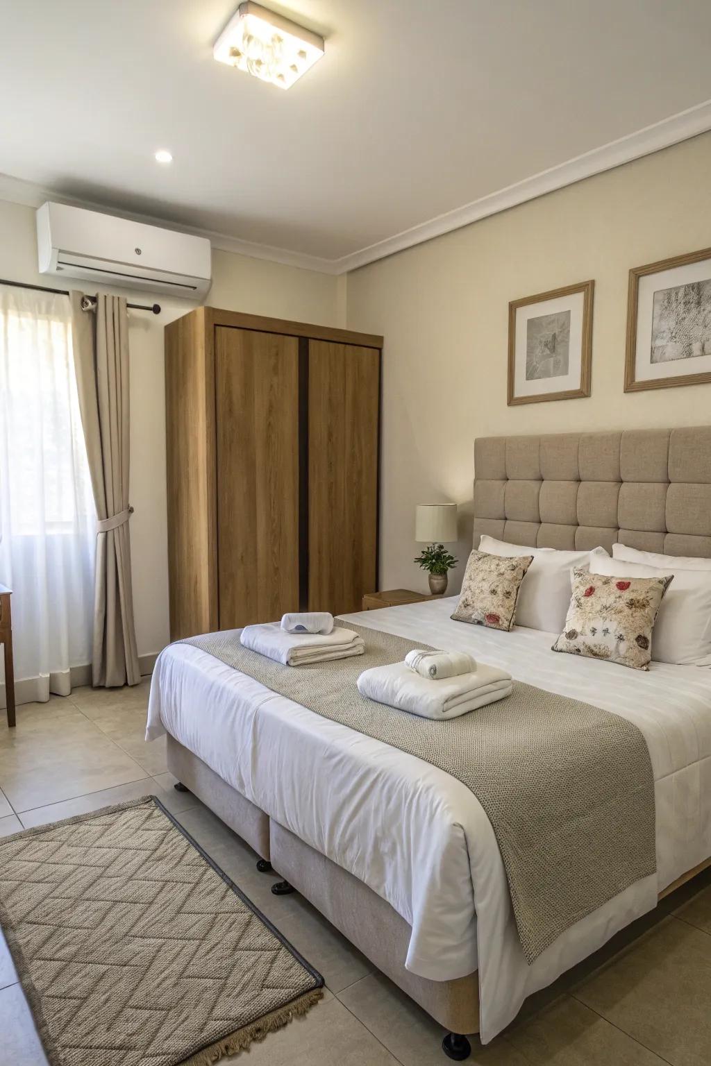 A regular tidy routine keeps the bedroom fresh and inviting.