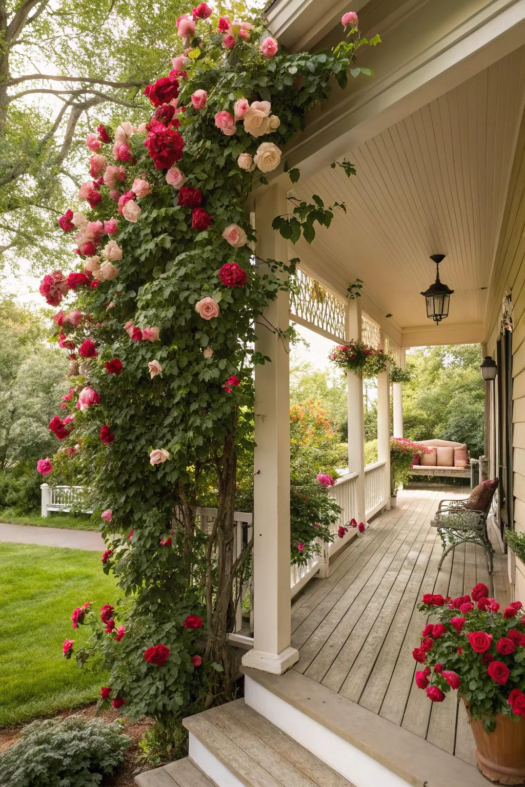 Transfigure a veranda with dramatic rose protuberances.