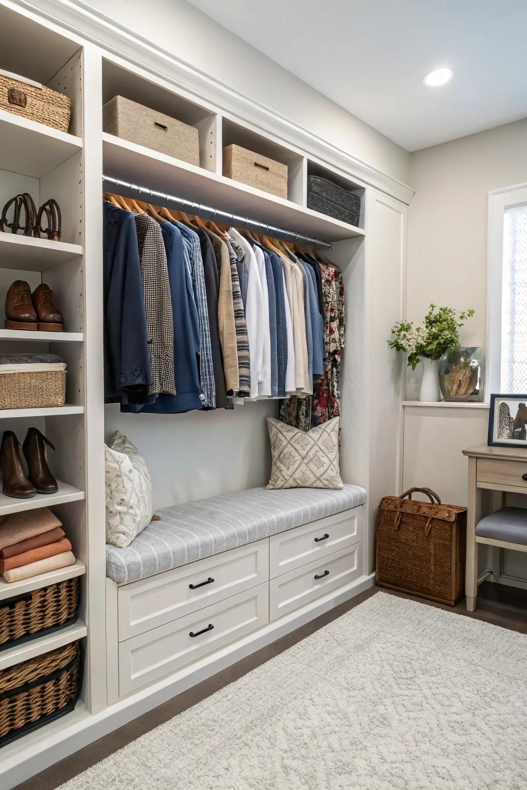 Merge style and storage with a functional bench in your closet.