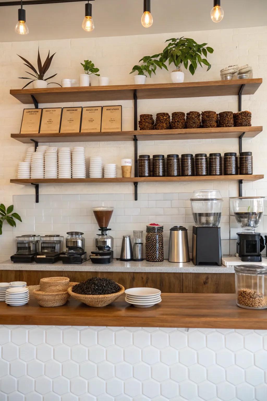 Afloat racks deliver fashionable and practical storing.