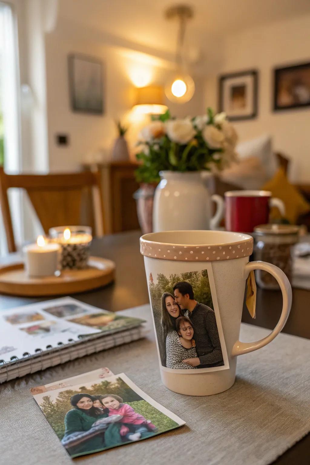 Treasure special moments using coffee cups that feature personalized images.