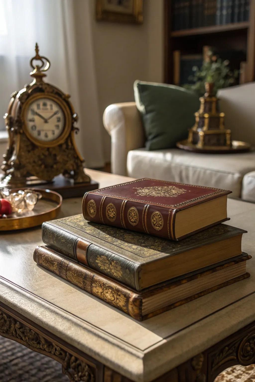 Found vintage items bring history and character to your coffee table decor.