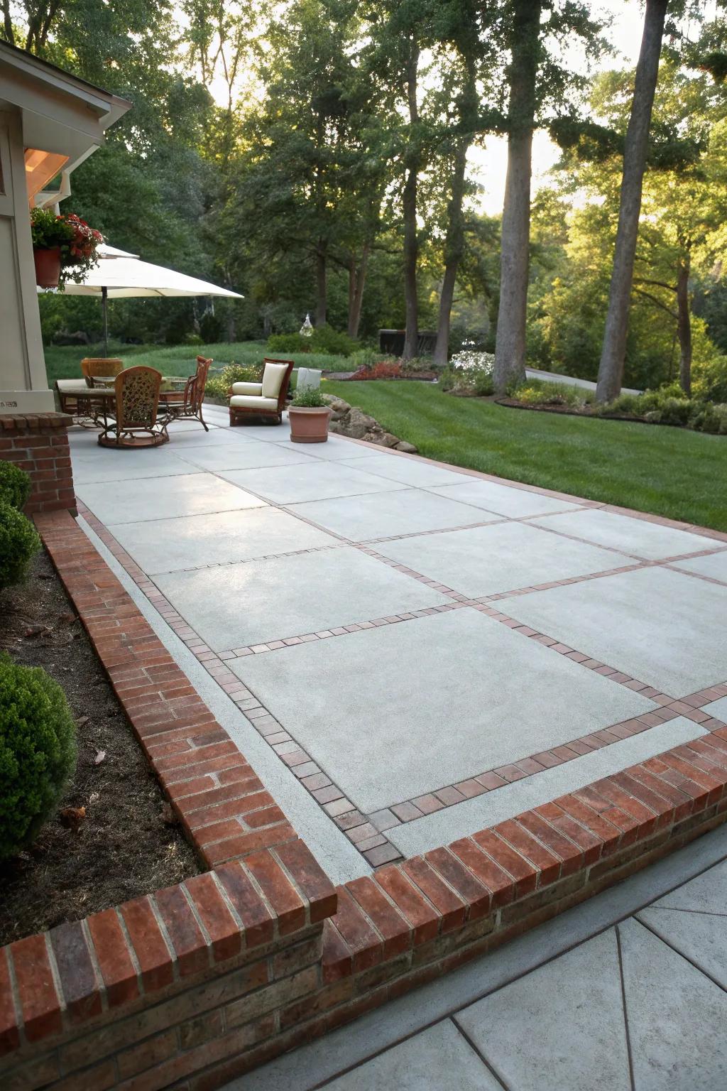 Brick borders provide enduring elegance and durability to patios.