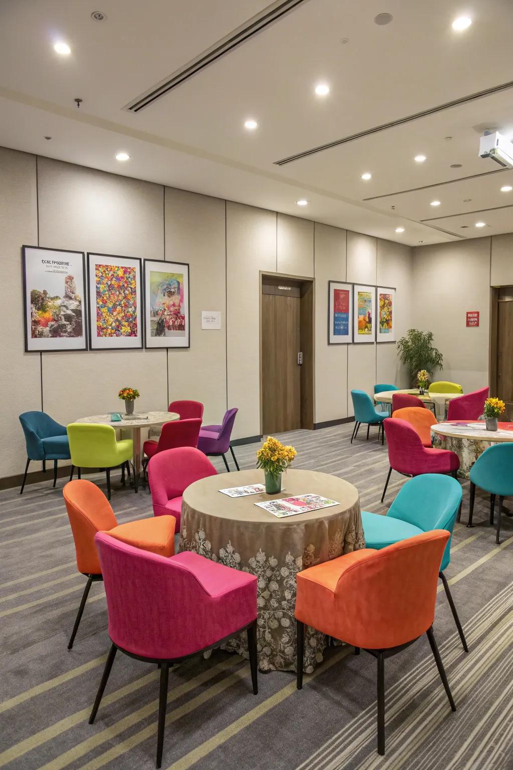 Pops of color energize the space and reflect brand personality.