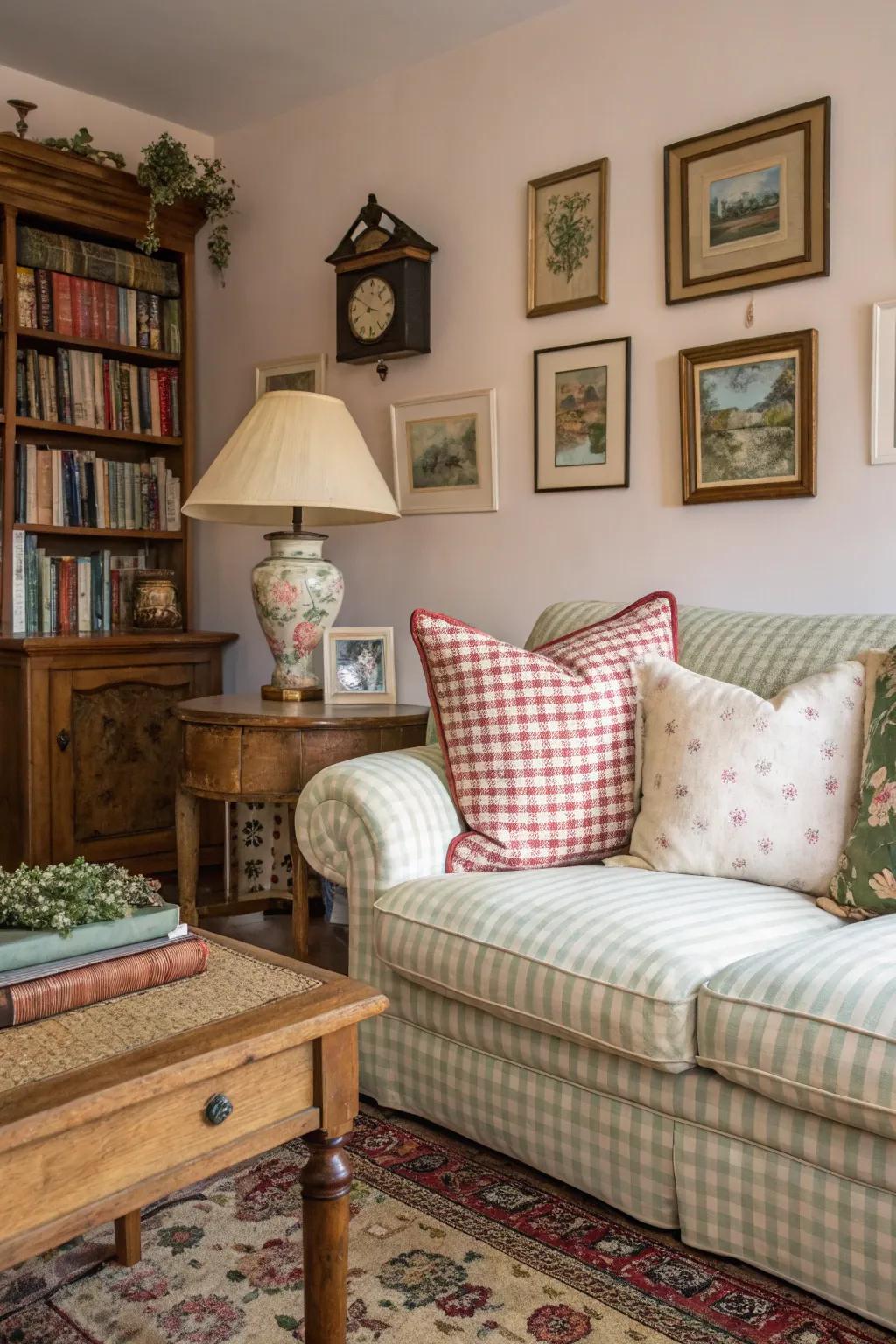 A space where checked designs add a playful, vintage flair.