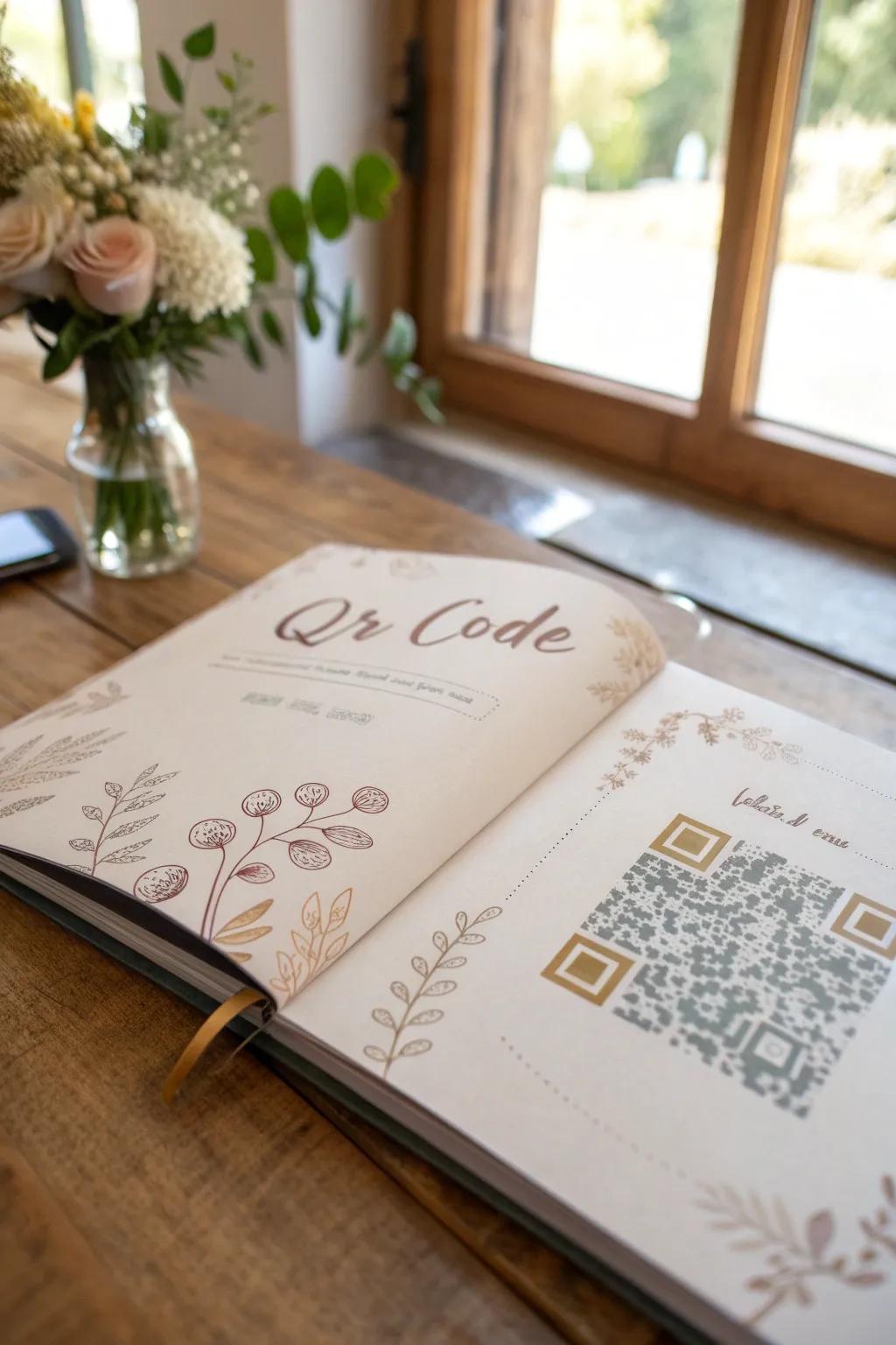 Add a modern twist to memory unlocking with QR code surprises in your scrapbook.