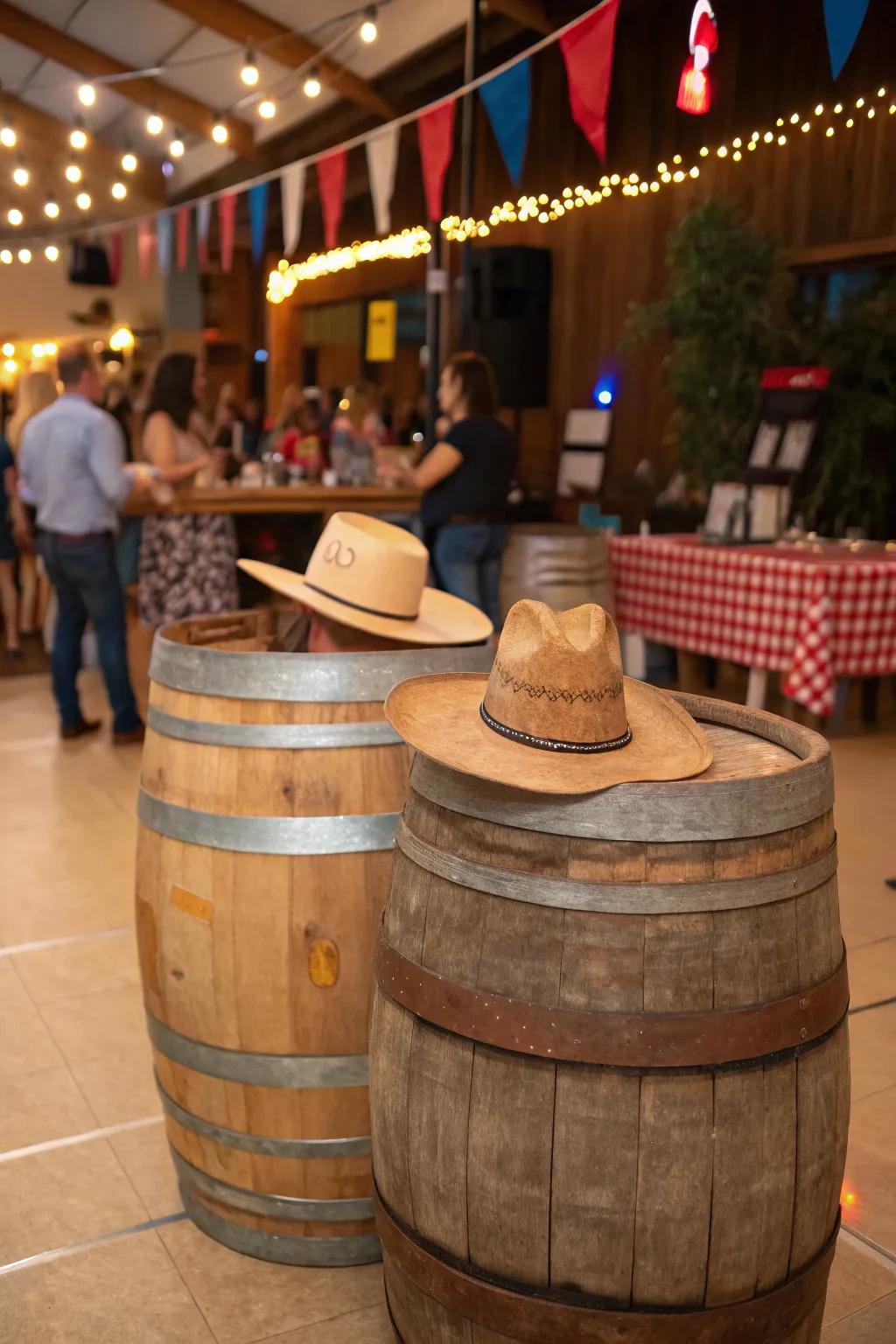 Elevate your seating arrangements using country kegs.