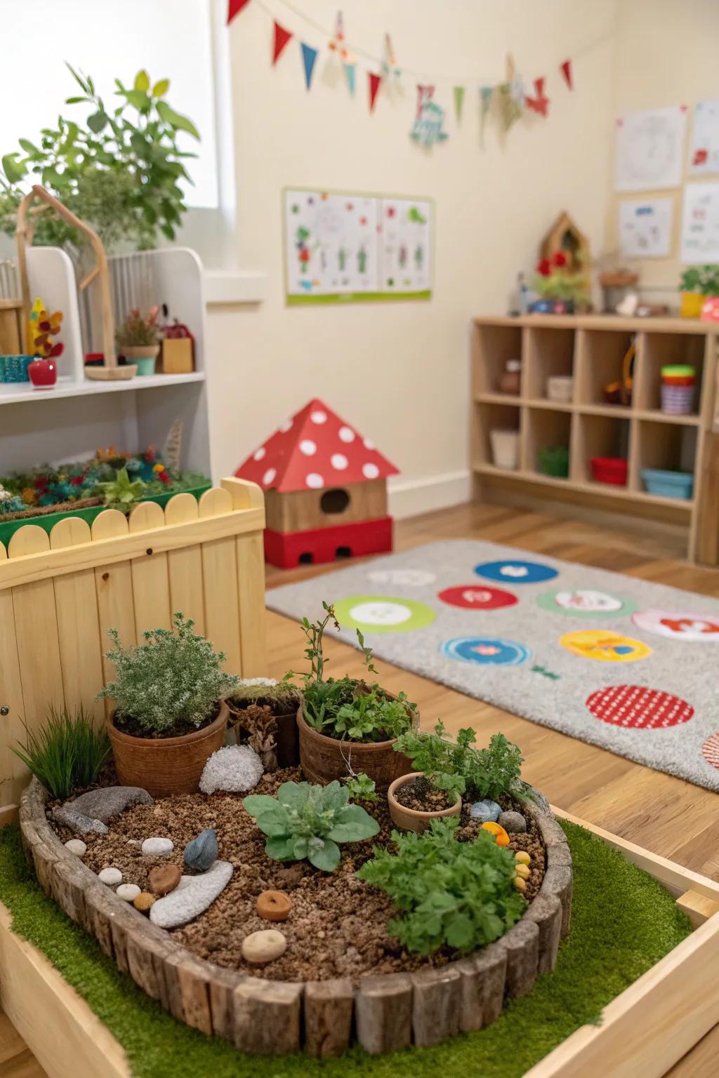 A small garden display sparks imagination and curiosity.