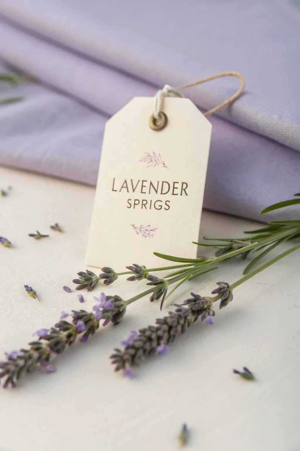 A scented price label infused with lavender for a relaxing sensory experience.