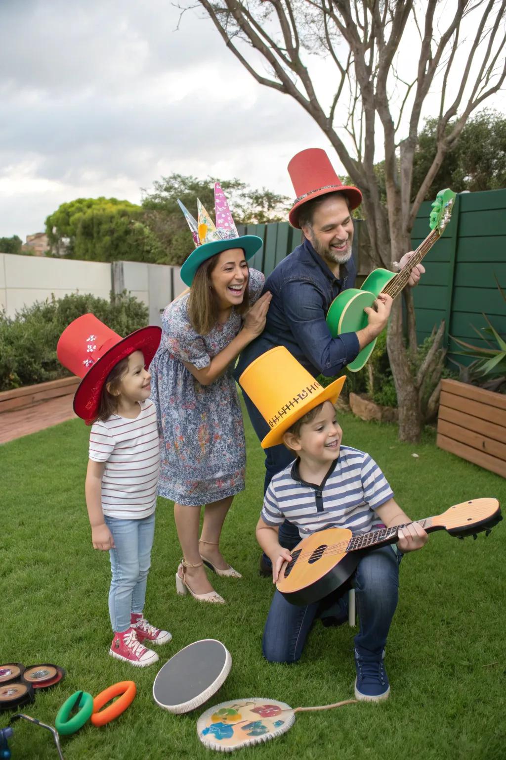 Props enhance family photos with a whimsical and personal touch.