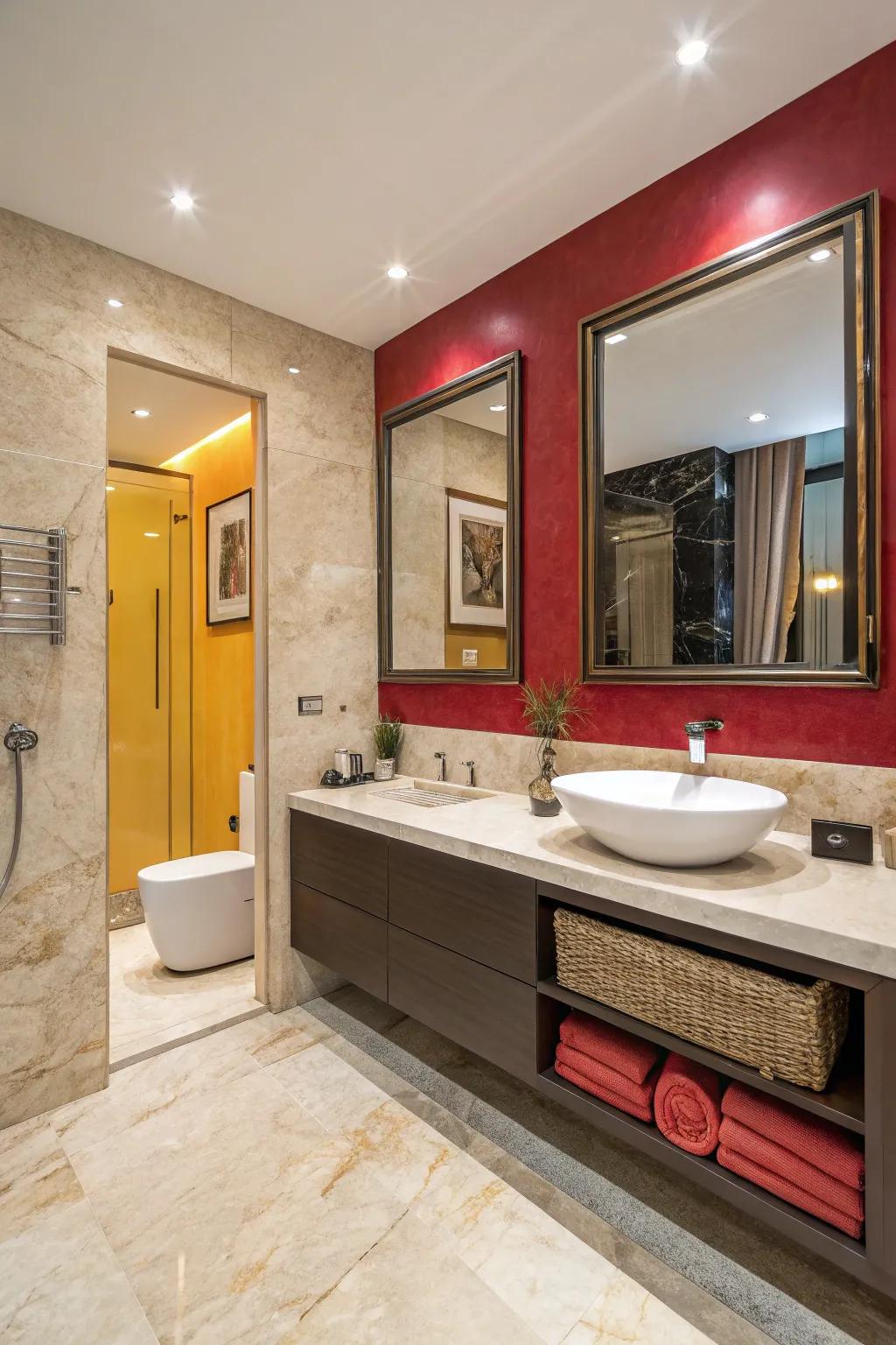 Bold color contrasts create a striking look with ivory pearl.