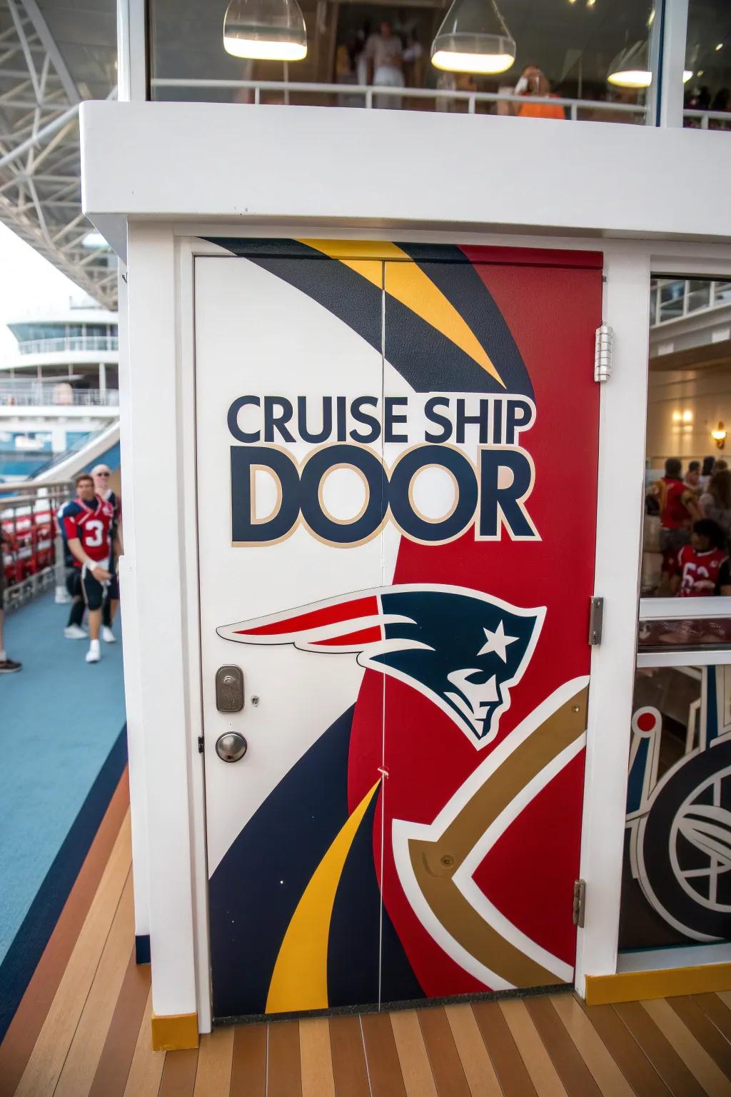 Cheer with sports-themed cruise décor.