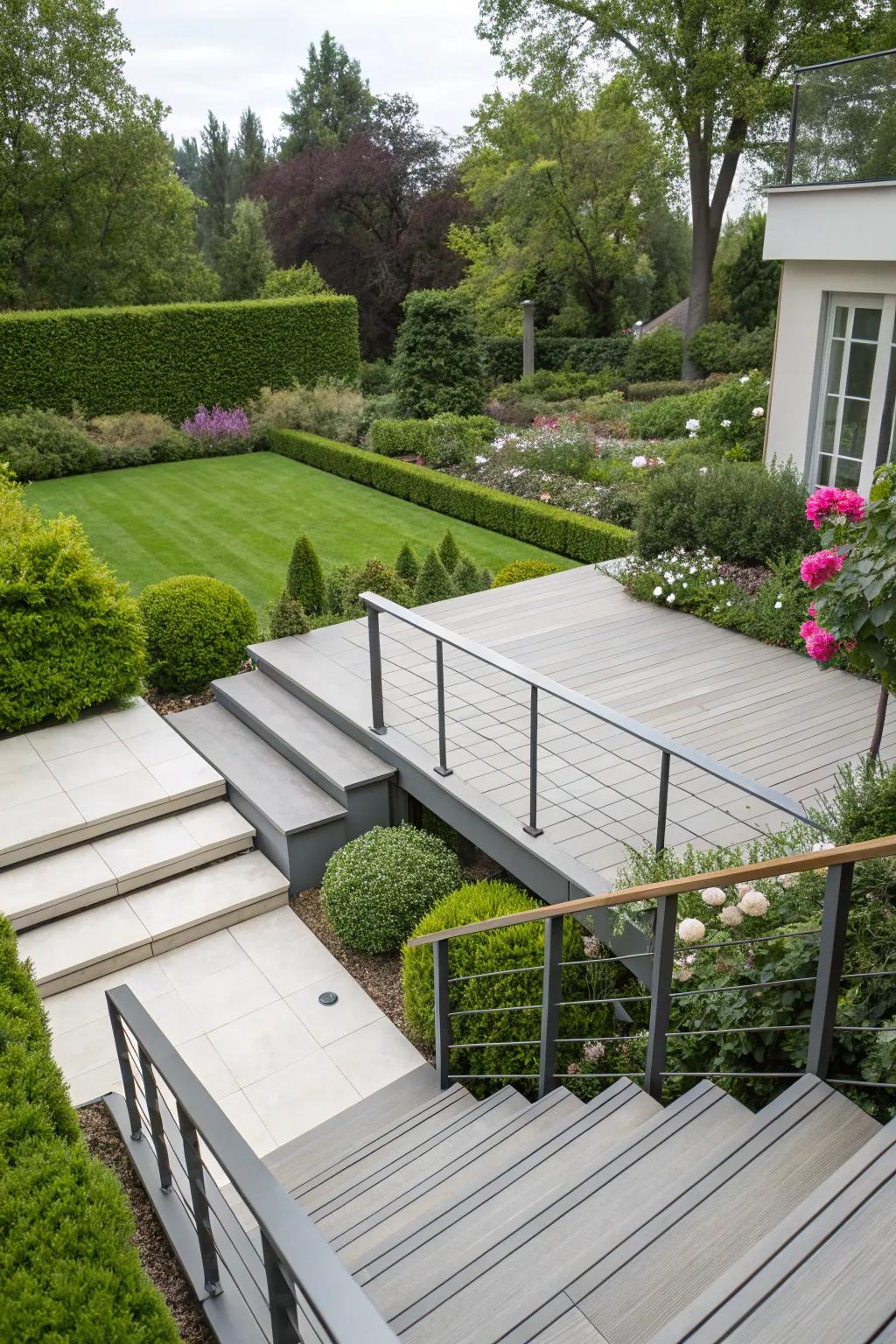 Add a sense of magic with suspended deck steps.