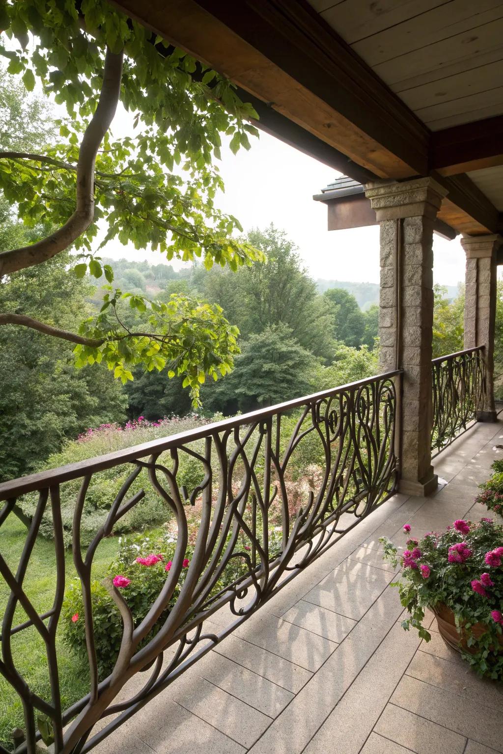 Branch-designed railings bring nature closer.