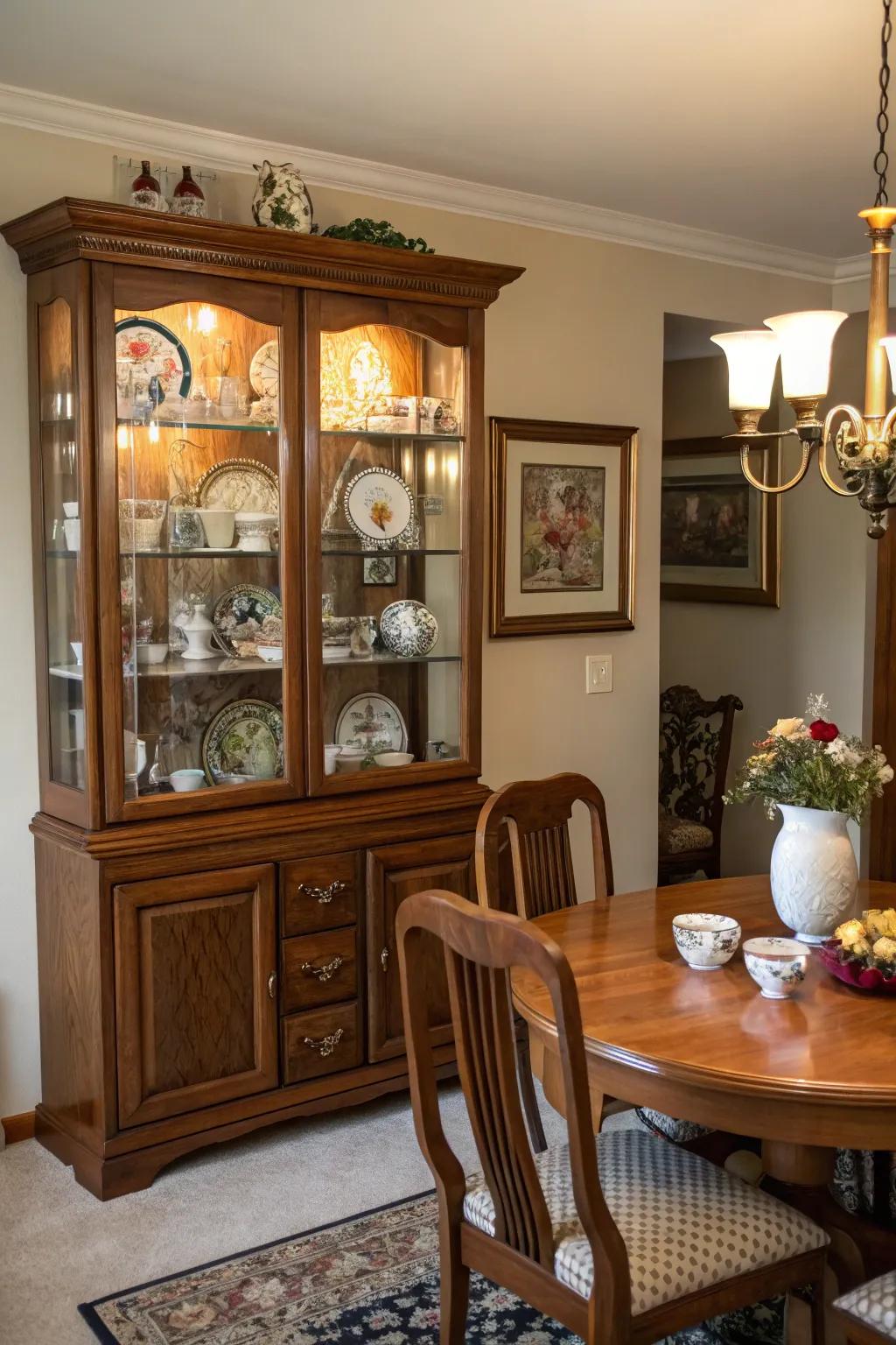 Curio cabinets present your treasures while providing practical storage.