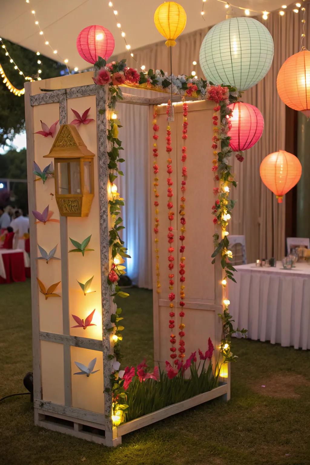 Original paper fold adornments contributing a unique charm to the gathering place.