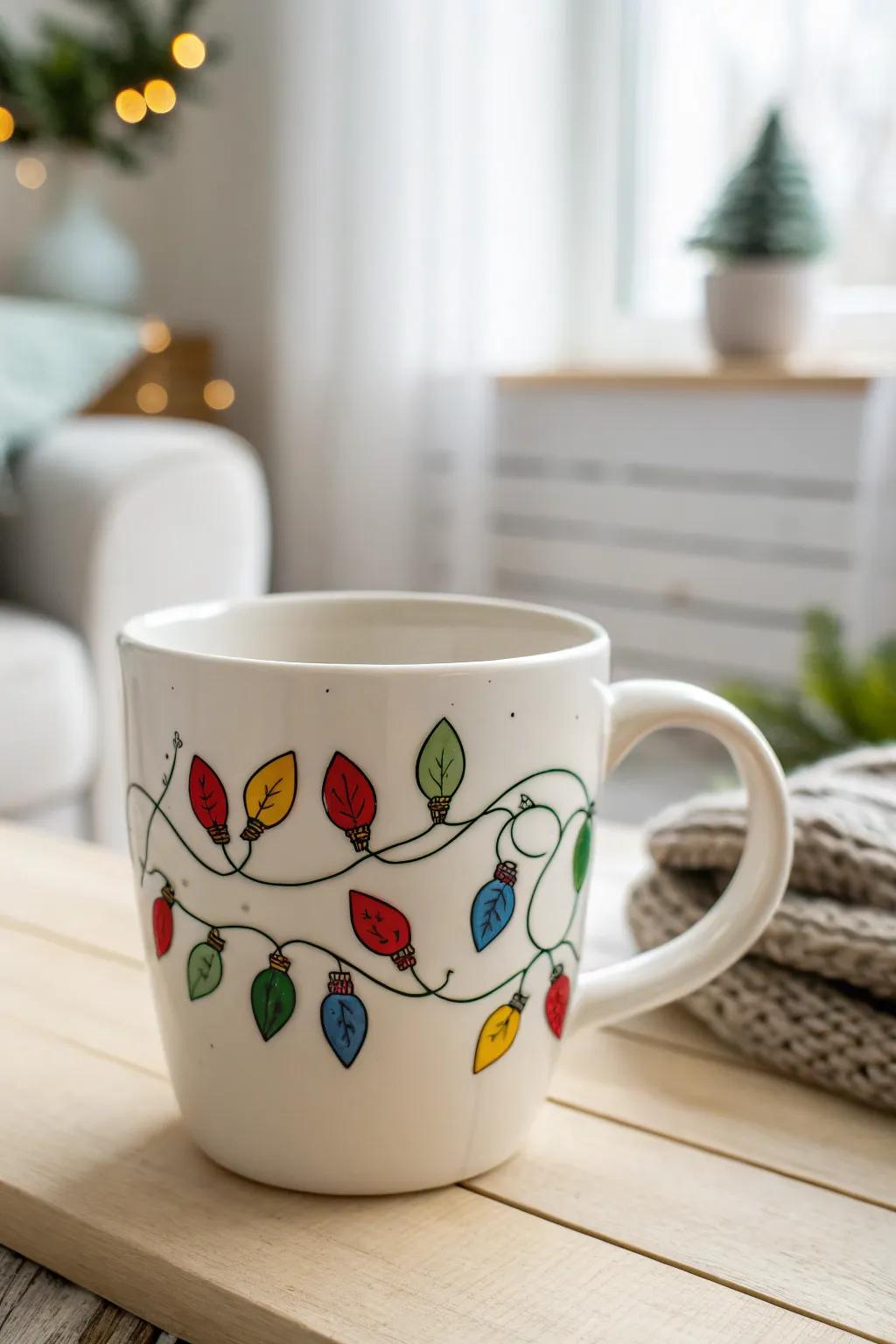 With this adorable DIY fairy lights mug, you can brighten your holiday mornings!