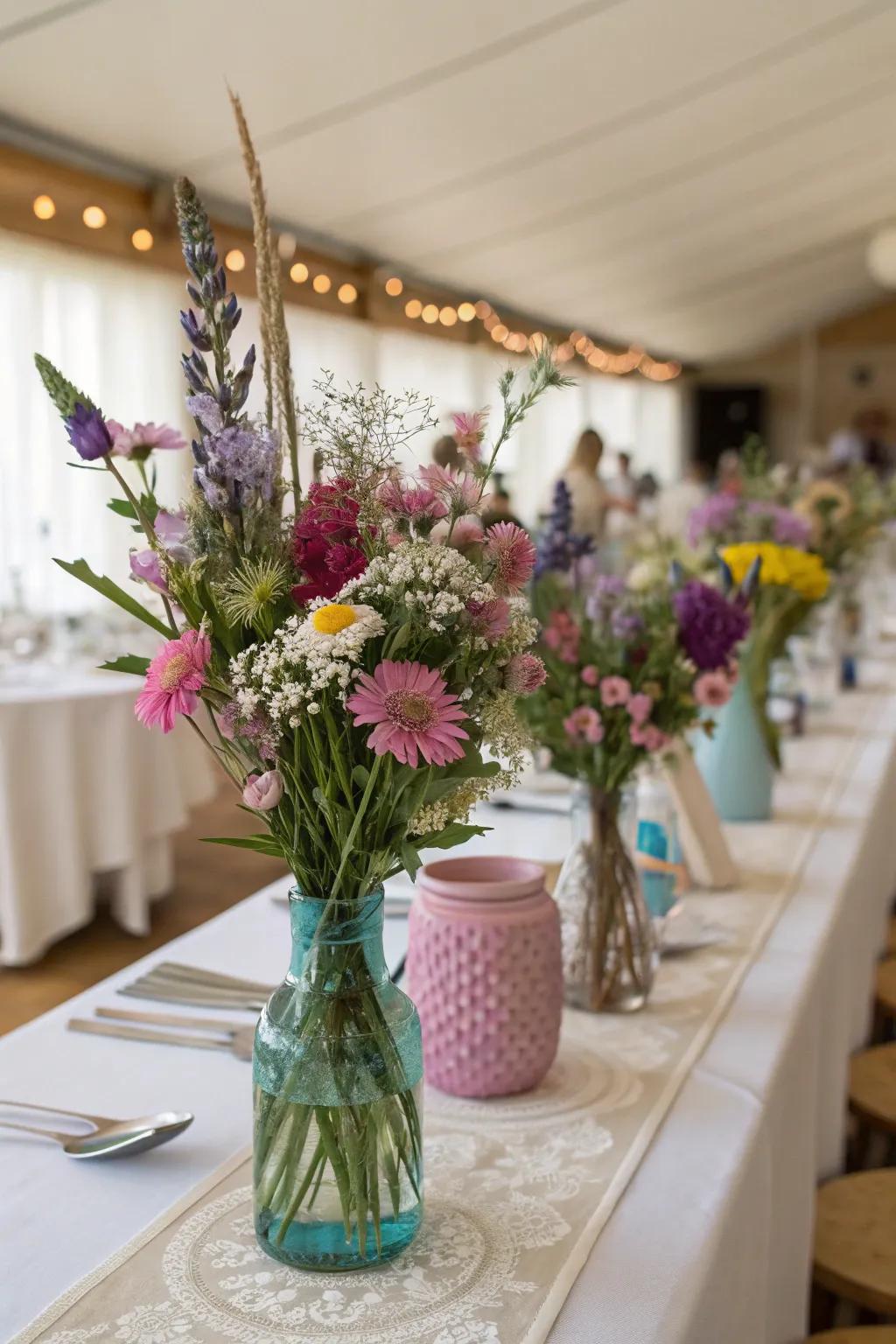 Carefree beauty with whimsical 'Open-Air Bloom' centerpieces.