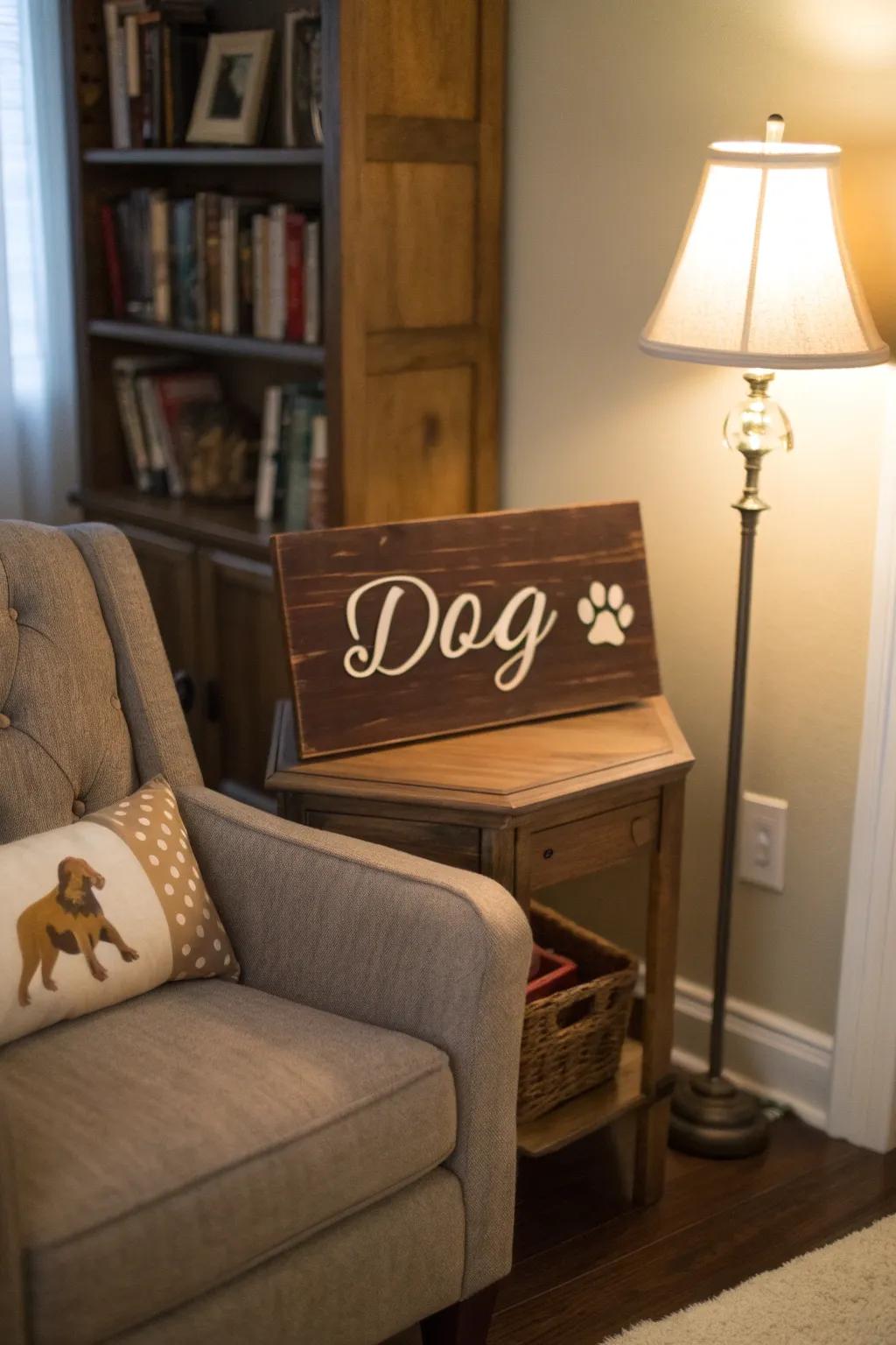 Add a personal touch with custom dog name signs.