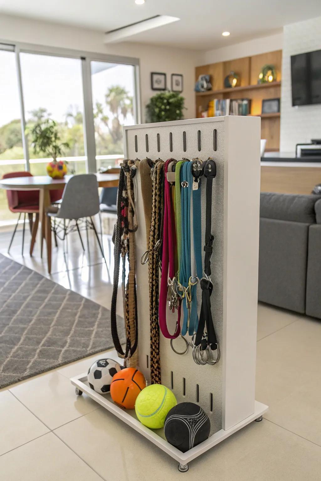 All-encompassing stowage for pet must-haves.