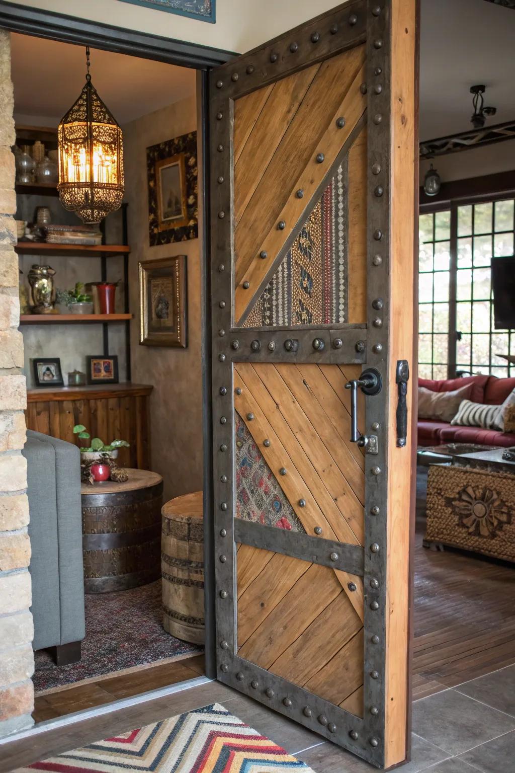 Combining textures on doors creates a delightful and welcoming atmosphere.