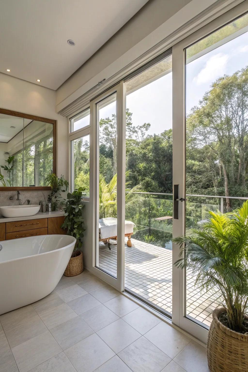 Indoor-outdoor connections bring natural beauty into your bathroom.