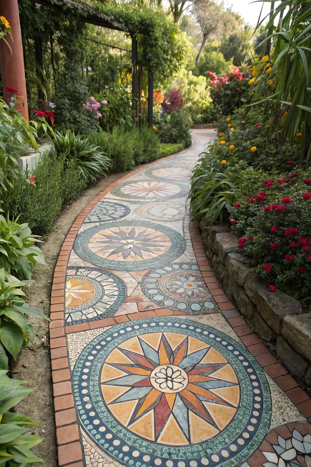 A colorful tile path that sparks creativity.