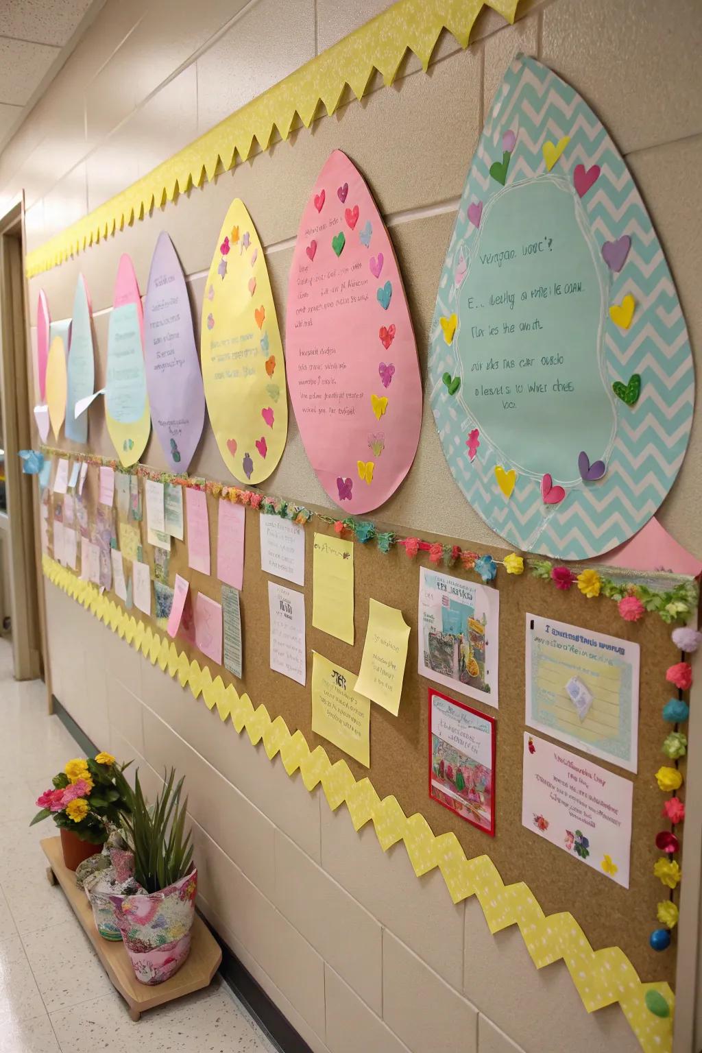 Egg-shaped trim, adding a festive framing to the <strong><em>bulletin board</em></strong>.” loading=”lazy” class=”pimg”>
	</picture><figcaption>Egg-shaped trim, adding a festive framing to the <strong><em>bulletin board</em></strong>.</figcaption></figure>
<p>Frame your board with egg-shaped borders to enhance its festive charm. A simple border can transform the entire appearance!</p>
<h3>Check if these fit your needs:</h3>
<ul class=