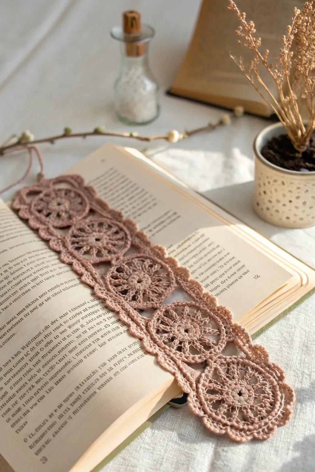 Incorporate a dash of handcrafted charm into your reading habit with this elegant crochet page marker.