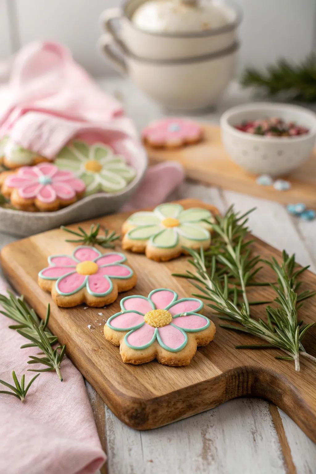 Graceful bloom biscuits with a herbal variation.