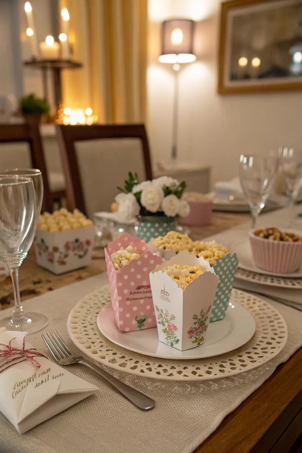 Personalized party favors serve as décor and gifts