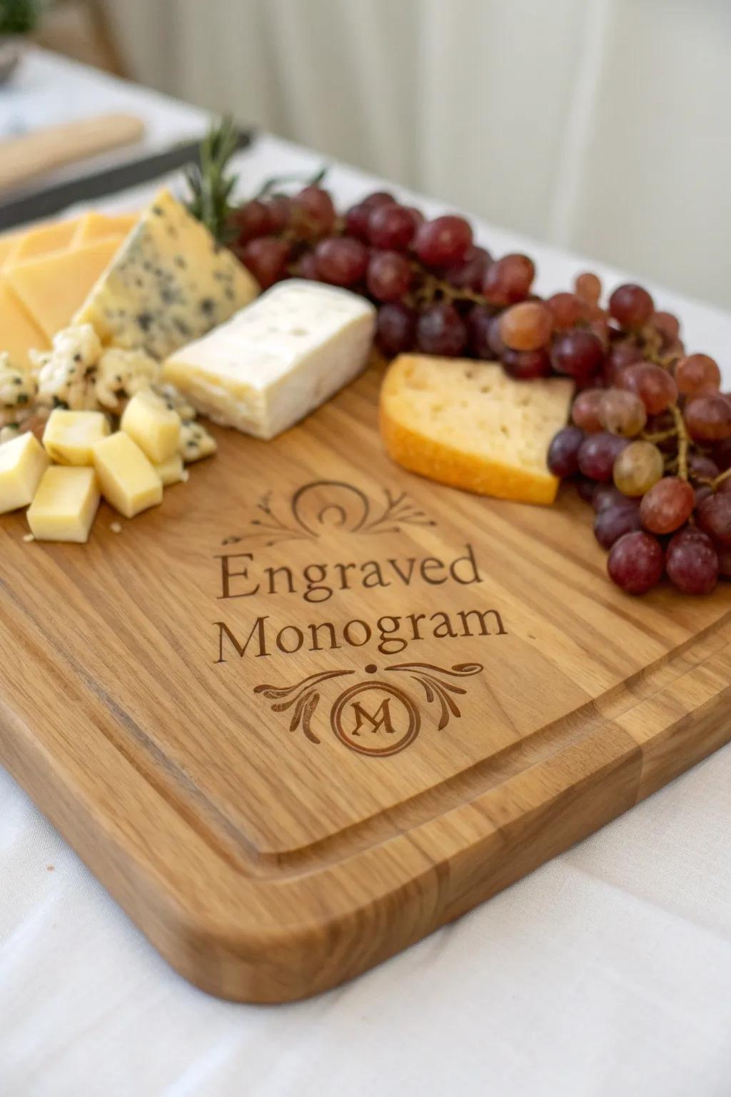 An etched cheese board is a refined element to any entertaining arrangement.