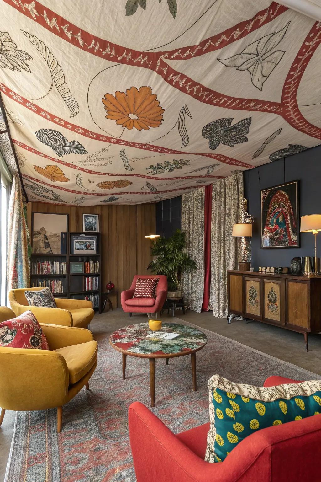 Express your creativity with artistic fabric ceilings.