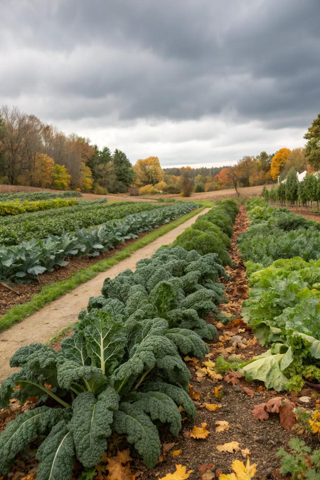 Autumn veggies provide garden texture and harvest.