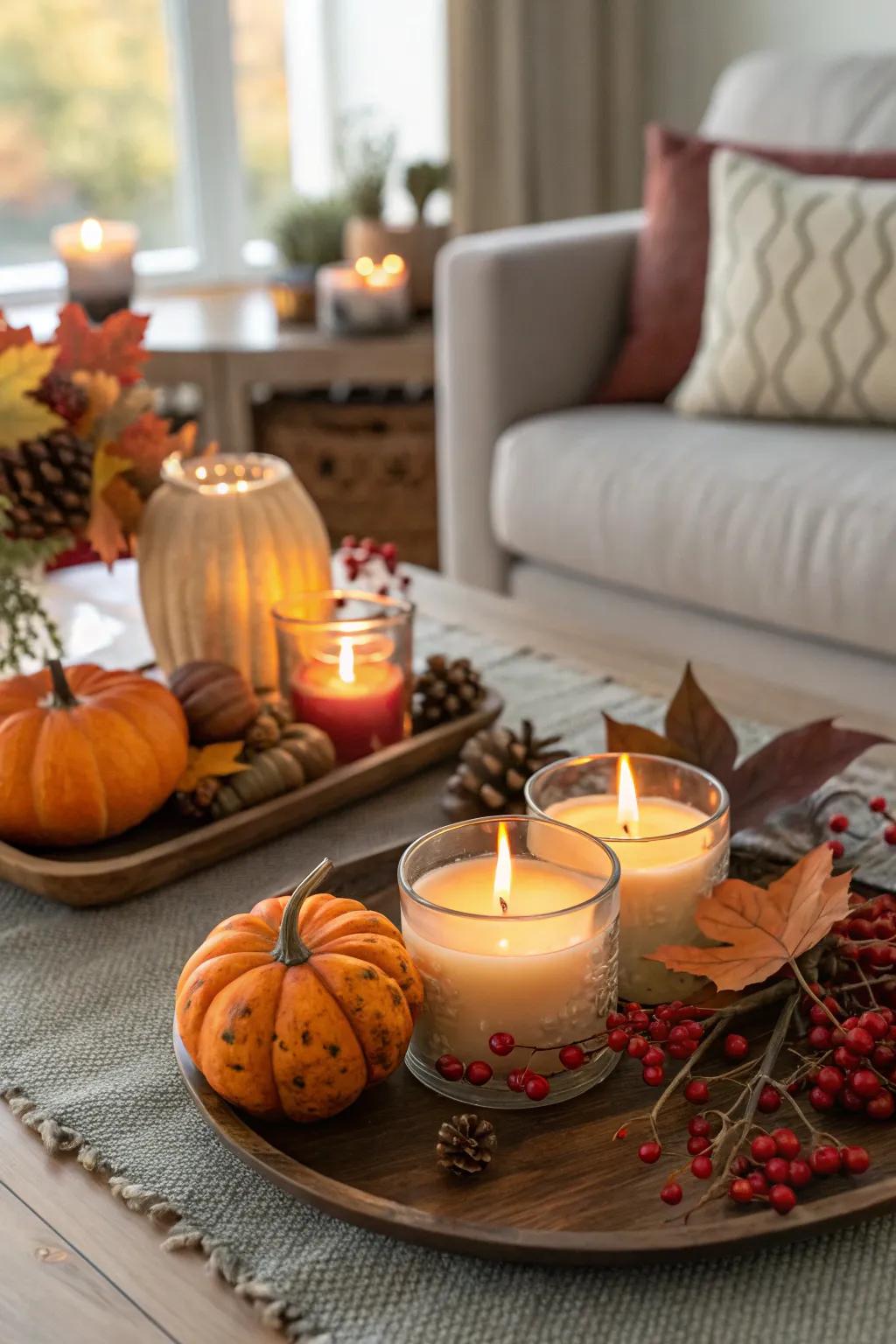 Aromatic light keepers add warmth and scent to your autumn table.
