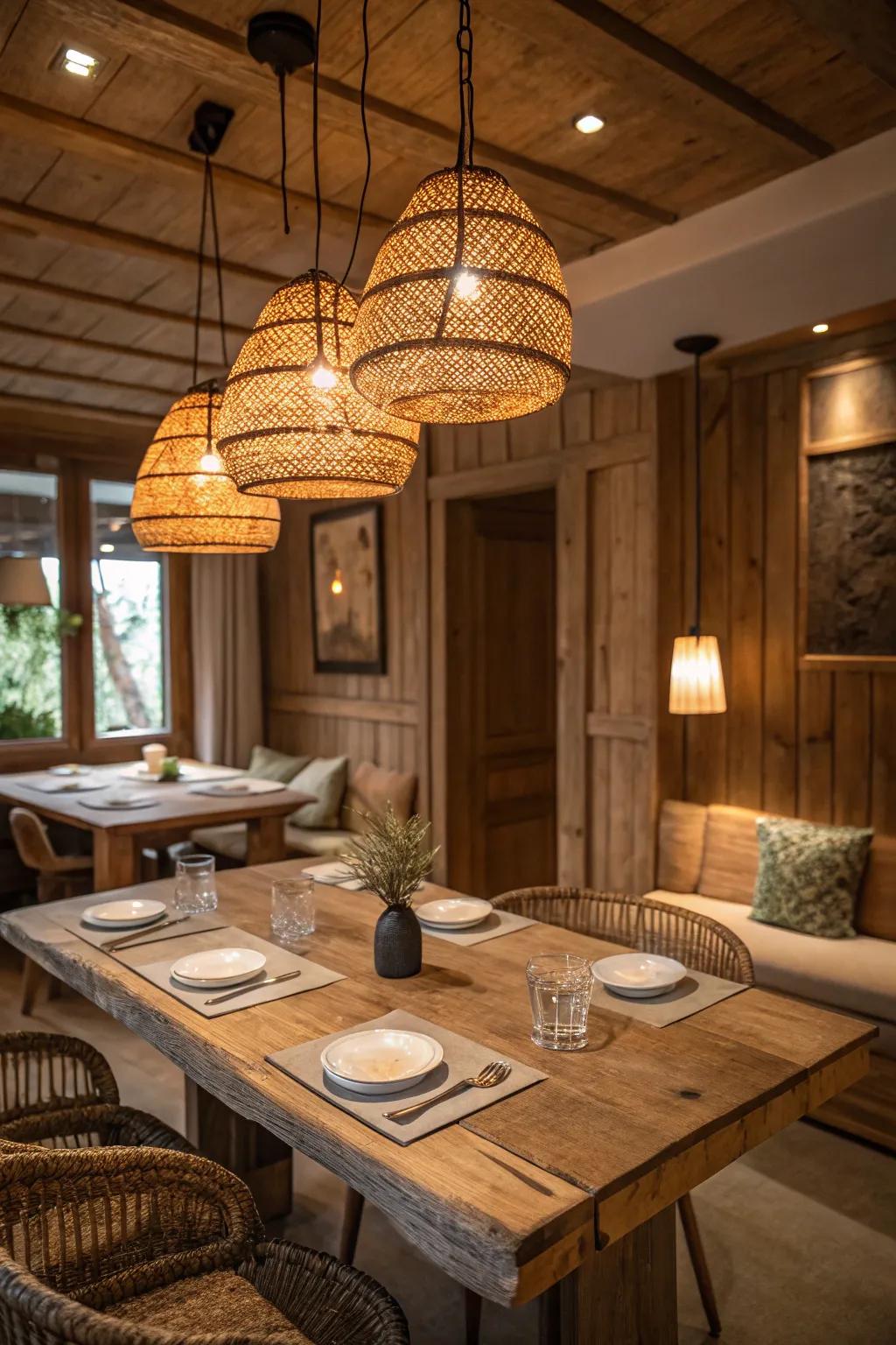 Natural elements introduce a natural and grounded component to your dining area.