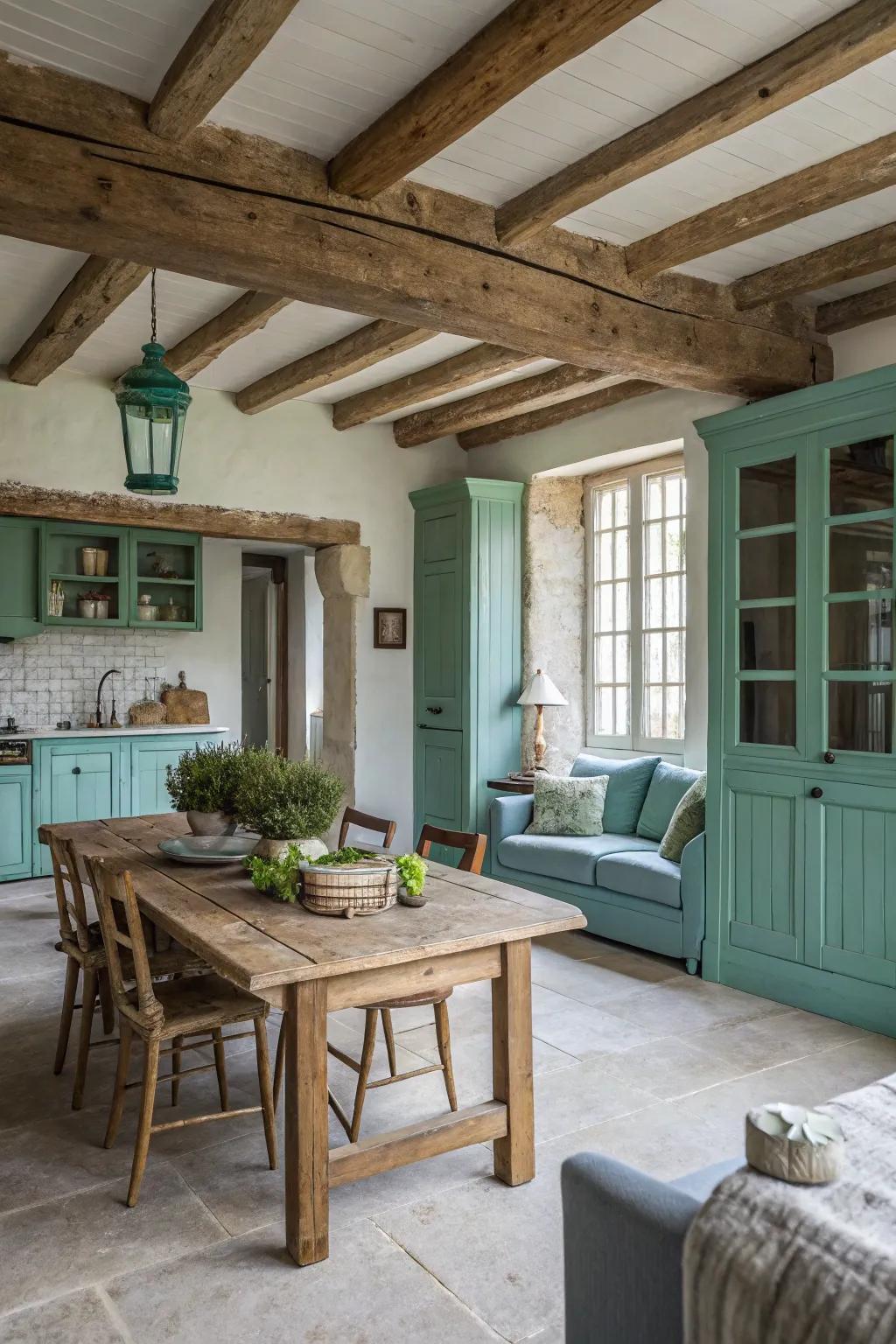 Hues that introduce a contemporary twist to farmhouse decor.