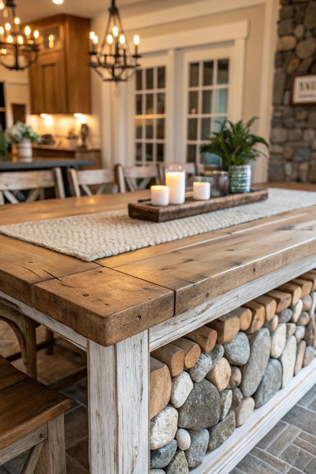 Surfaces introduce interest and complexity into the style.