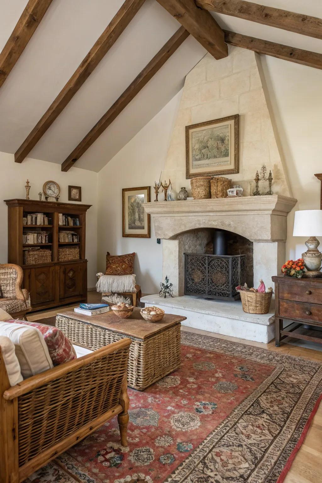 A time-honored ledge adding vintage charm to a living area.