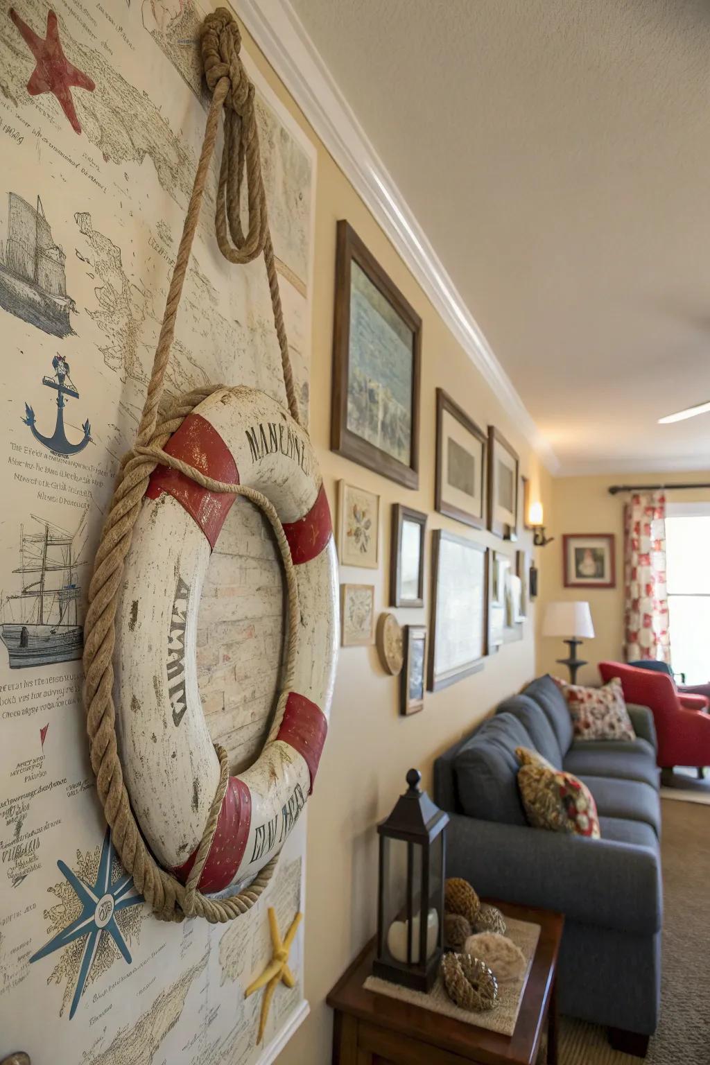 Old buoys can produce intriguing, characterful wall art.