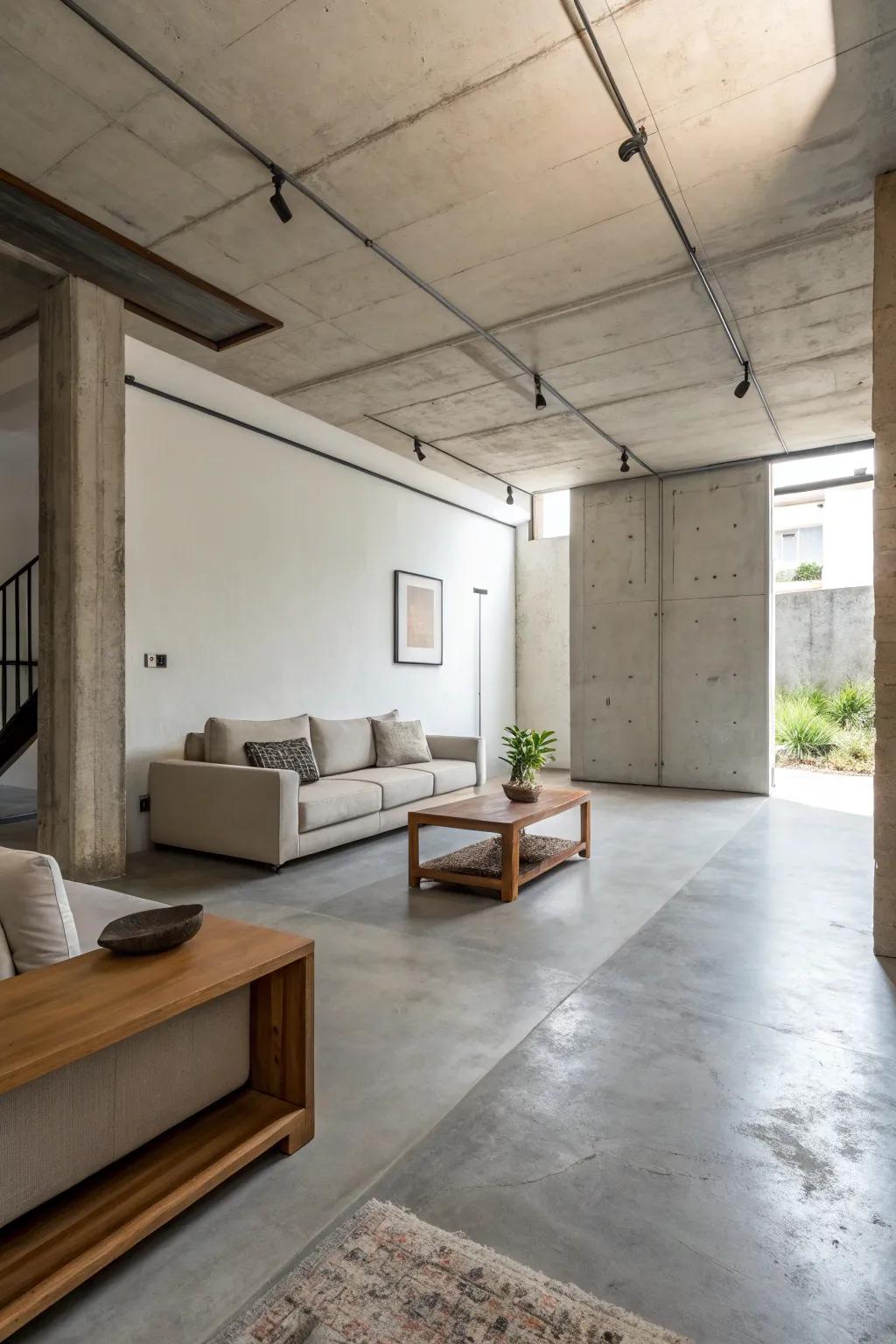 Concrete floors deliver sleek, minimalist style for modern abodes.