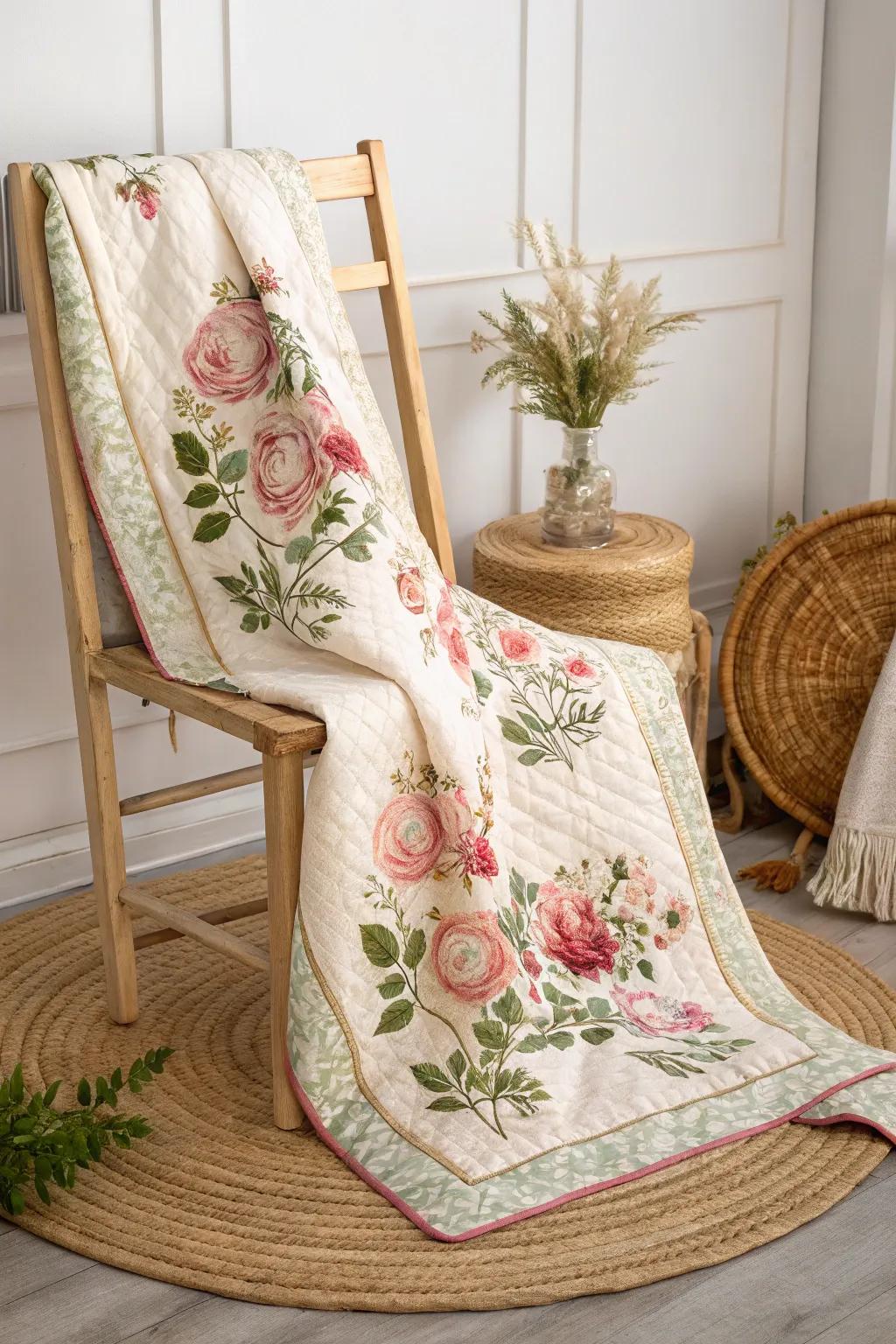 Wrap yourself in the romantic luxury of a Tree Peony Display quilt, where simplicity meets natural beauty.