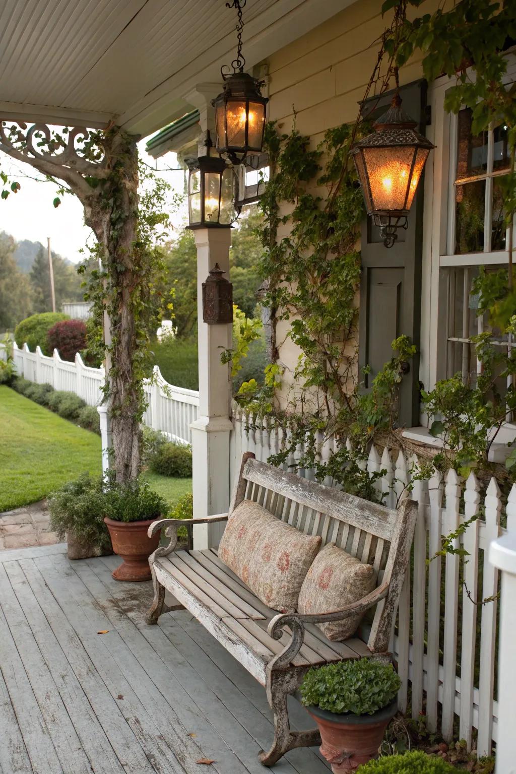 A retro bench adds history and remembrance to any porch.