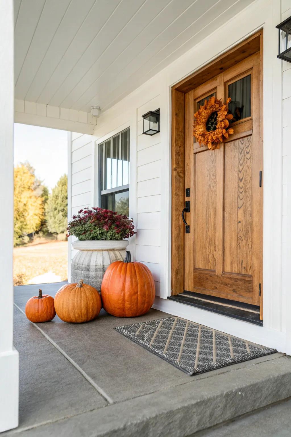 Unadorned gourd displays offer a chic, understated elegance.