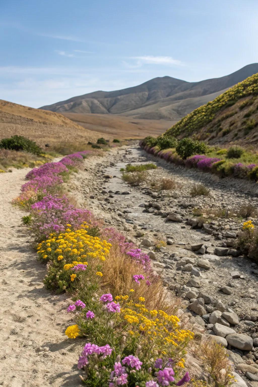 Season-specific blossoms add color and evolve with the seasons around your stream bed.