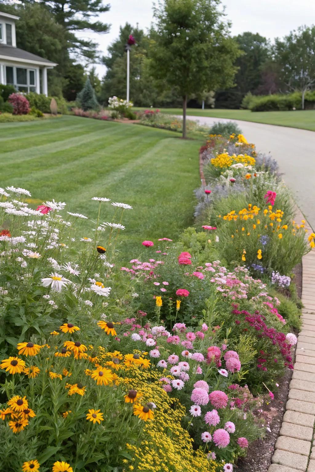 Wildflower grasslands contribute untouched beauty and hue.