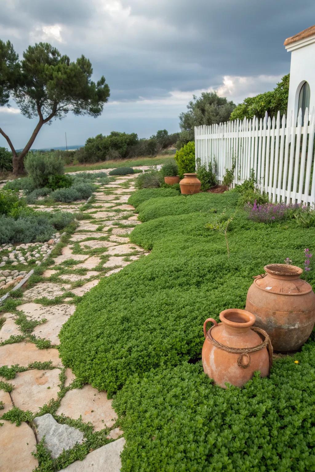 Phlox and clover create a lush, sustainable alternative to traditional grass.