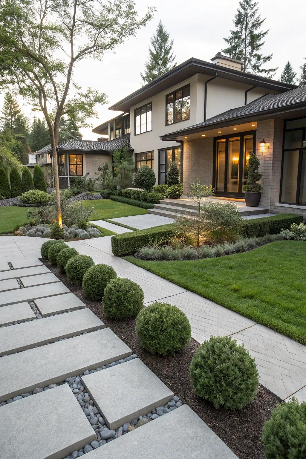 Consistent flow ensures a cohesive contemporary landscape design.